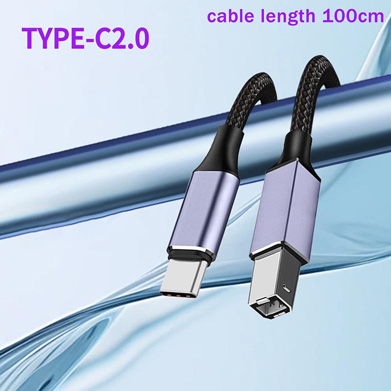 Кабель-переходник Type-C/USB на USB-B 2.0 для принтера, плетеный, высокоскоростной, для передачи данных, для ноутбука, сканера