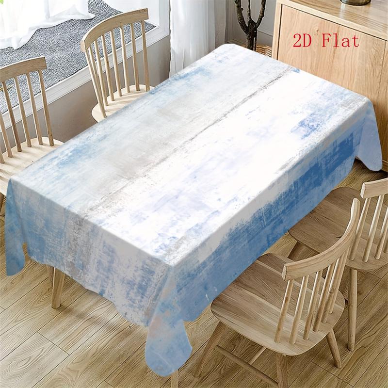 2D Flat 1pc - Rectangular Tablecloth, Ink Blue And Gray Abstract Art Painting Pattern, Suitable for Indoor And Outdoor Use, Home Kitchen Dining Table