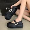 Простые туфли Мэри Джейн на толстой подошве с круглым носком, новая коллекция осень/зима 2025, маленькие кожаные туфли, мелкие туфли-лодочки на платформе, одинарные туфли женские