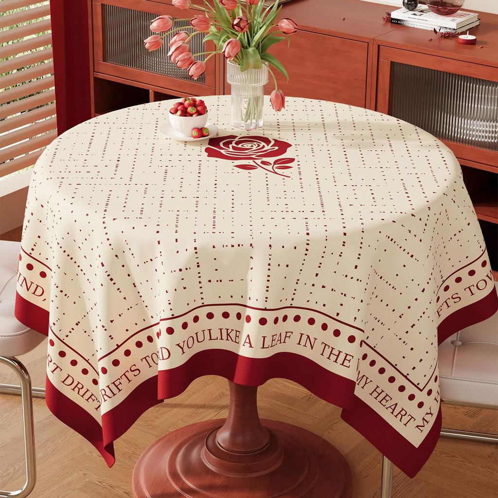 Festive Red Tablecloth—Wash-Free, Waterproof, Grease-Resistant, Round Heat-Resistant, Stain-Resistant Coffee Table Cloth