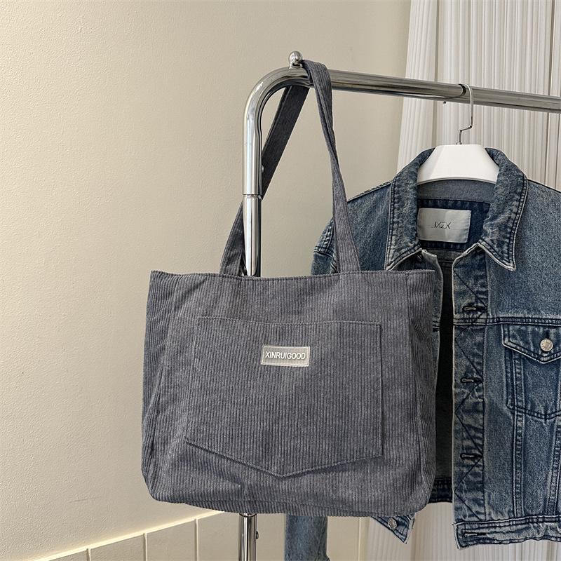 2025 Вельветовая Универсальная Большая Сумка-Тоут на Плечо для Женщин