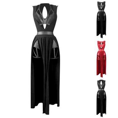 Женские платья с накладками на грудь, готические сексуальные костюмы для вечеринок в нижнем белье, красный женский комплект с повязкой