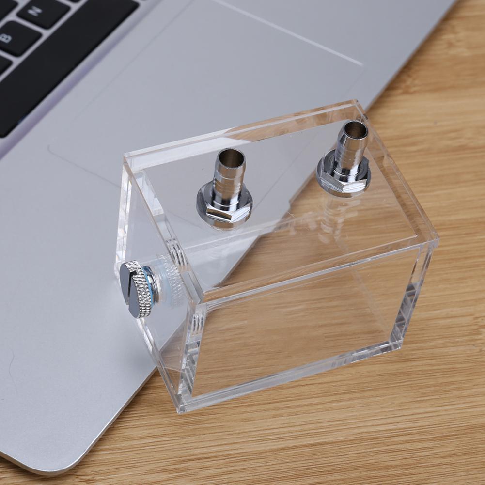 200ml Clear Water Tank Reservoir G1/4 2 Thread Mini Square Water Tank 5mm Thickness for PC Liquid Cooling System Accessories