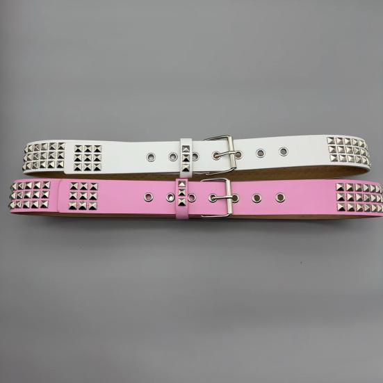 Punk Style Studded Belt Square Rivets Adjustable Straps Rock Waistband Women Girls Gothic Scene Accessories