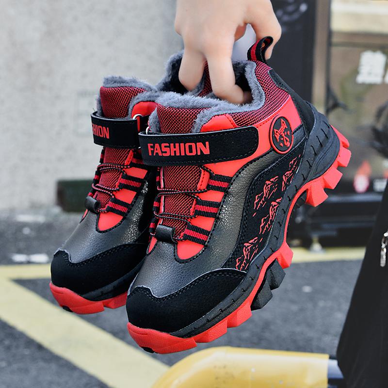 Осенне-зимние детские зимние ботинки с флисом, теплые, нескользящие, износостойкие, для детей, для занятий зимними видами спорта на открытом воздухе, для мальчиков