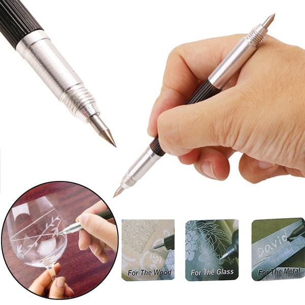 DIY Ceramics Engraving Tool Durable Anti Slip Handle Lettering Alloy Tip Double End Etching Pen Scriber Marking Engraving Tools