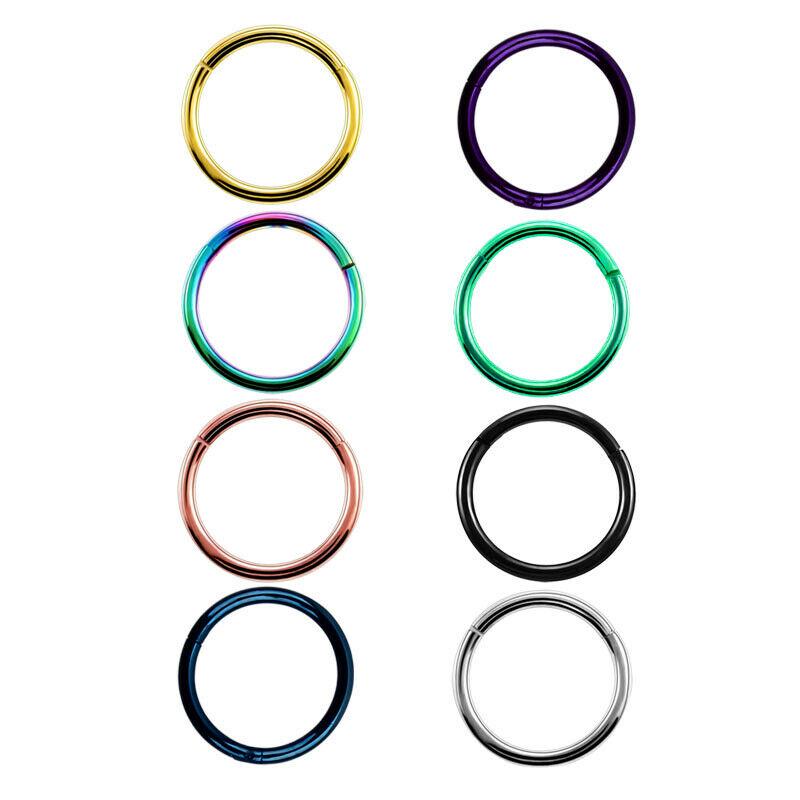 Titanium Hinged Segment Hoop Nose Ring Nipple Clicker Ear Cartilage Tragus Helix Lip Body Piercing