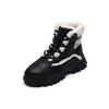 Fila Двухслойная замша из коровьей кожи, теплая, износостойкая, толстая подошва, плюшевые короткие зимние ботинки, женские ботинки, черные F12W144404FBK