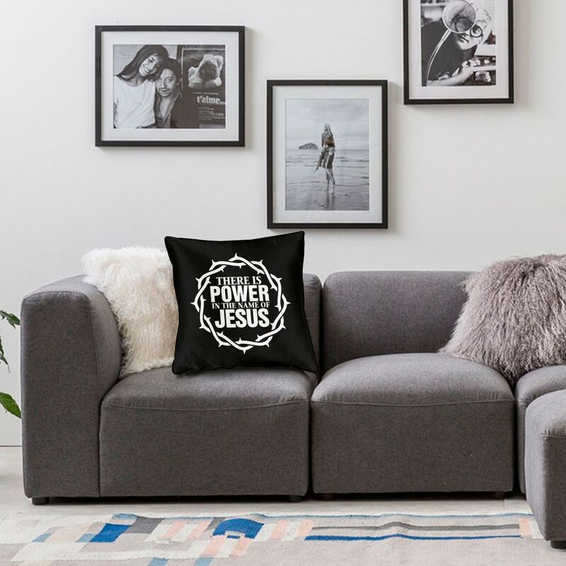 Custom Power In The Name Of Jesus Cushion Covers Velvet Christian Faith Pillow For Sofa Square Pillowcase Living Room Decoration