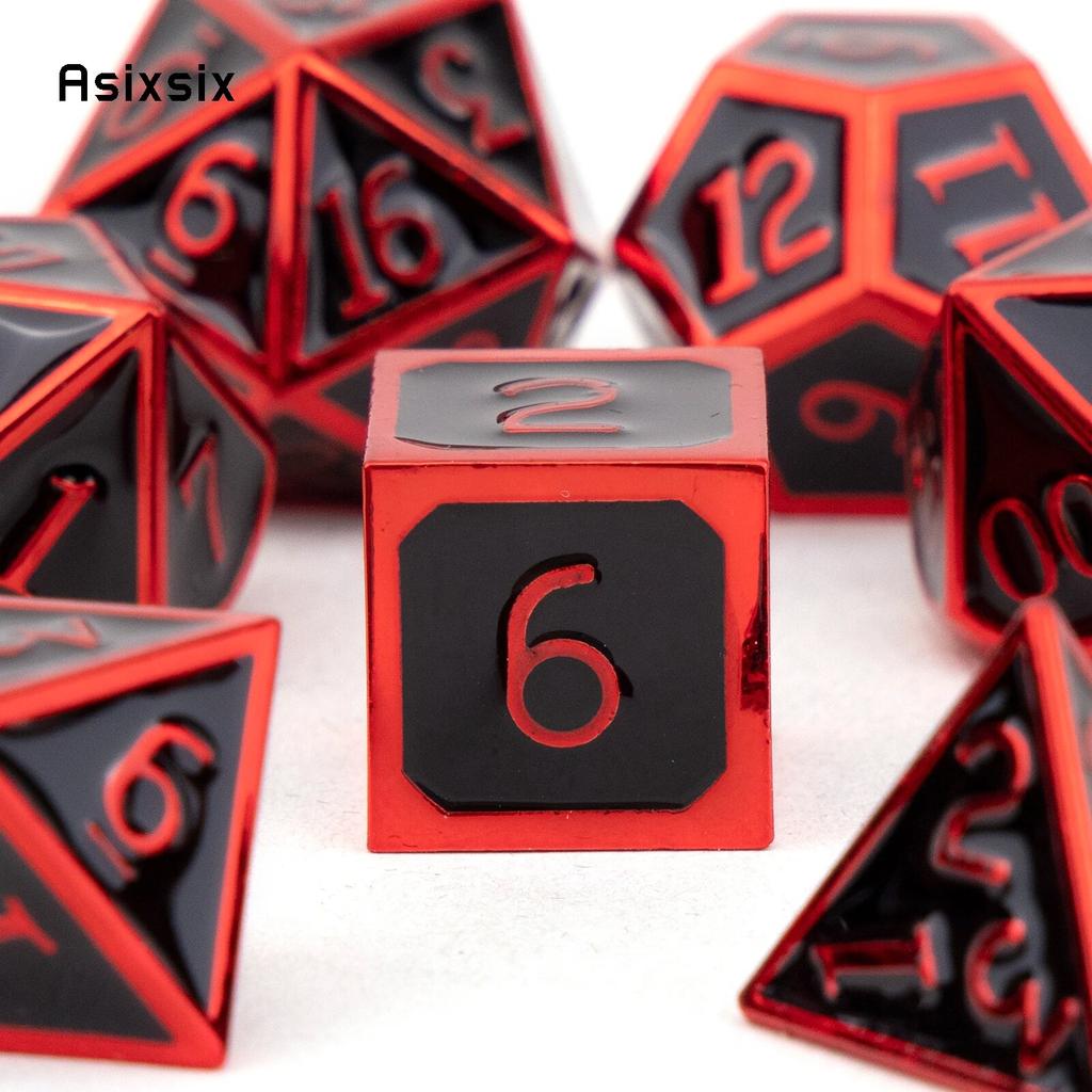 7 шт., черные, красные стандартные металлические кубики, набор цельнометаллических многогранных кубиков, подходящий для ролевой игры, настольной игры, карточной игры