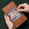 Genuine Leather Slim Card Holder Wallet - Compact ID & Bank Card Protector