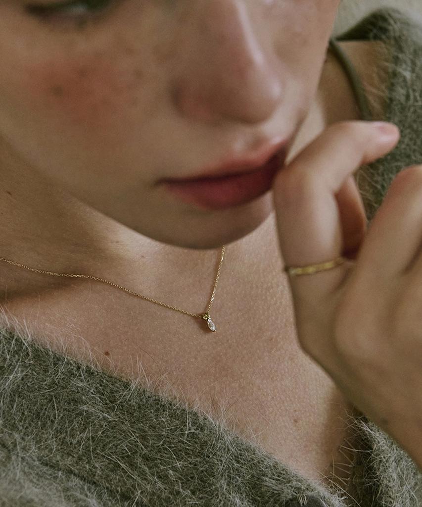 Akarki 14K Navette Necklace