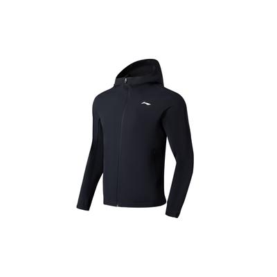 Li-Ning Фитнес-серия, однотонная толстовка с логотипом на молнии, куртка с длинными рукавами, мужские куртки черного цвета AFDT025-1