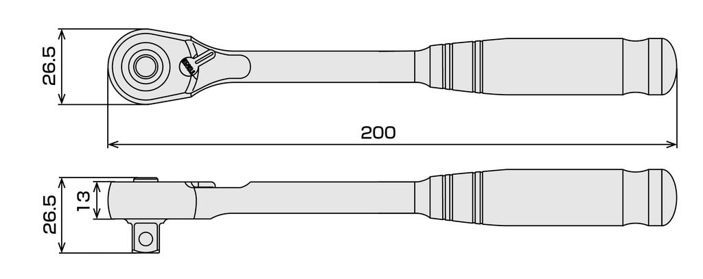 Тон RH3HW Трещоточная рукоятка Держатель Привод (Полый, Тип), 9.5mm (3/8")