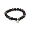 Stones and Minerals. Matte Black Onyx + Bronzite Beaded Bracelet 8 Mm. Made In France.