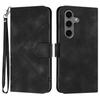 For Samsung Galaxy S24+/Galaxy S25+ Wallet Case Line Imprinted PU Leather Phone Cover with Strap