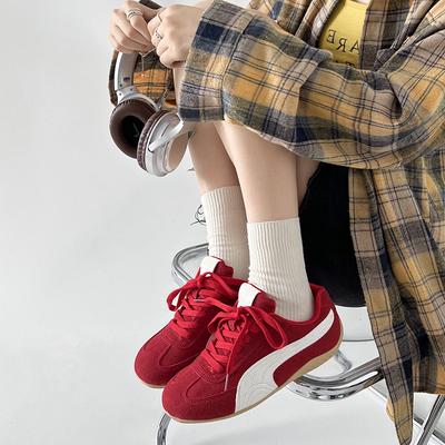 Модные классические ретро универсальные кроссовки на платформе женские новинка 2025 года осень увеличение роста легкие повседневные спортивные туфли