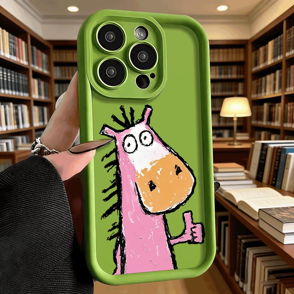 Cute Pink Cartoon Horse Soft TPU Phone Case for iPhone 17 16 15 14 13 12 11 Pro Max Plus Shockproof Anti-Slip Cover