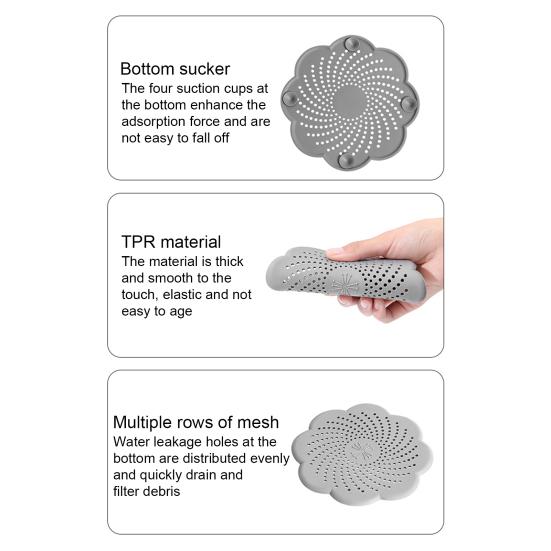 Sink Strainer Silicone Anti-Blocking Drain Filter Flower Design Odor Seal Kitchen Bathroom Accessory
