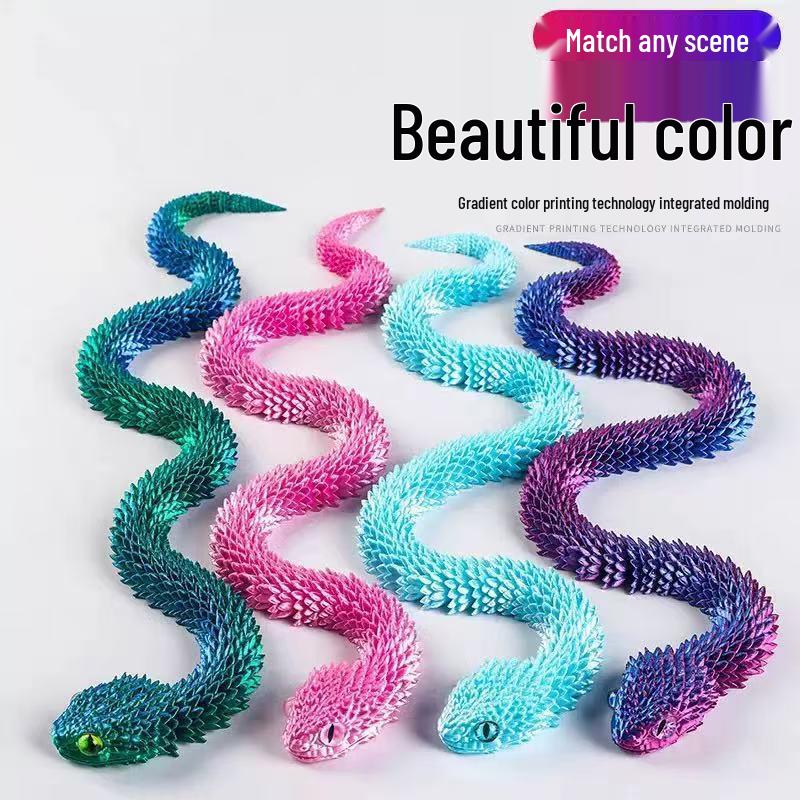 3D Printed Python Ornament: 30-60cm Movable Joint Snake Model Toy for Kids
