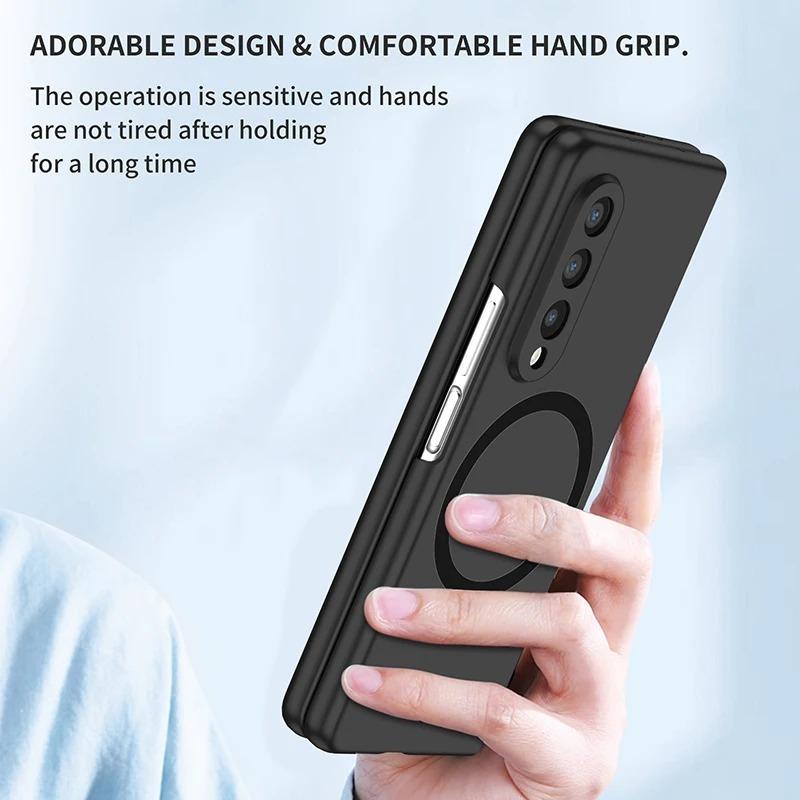 Простой матовый магнитный чехол для Samsung Z Fold 7 Fold6 Fold5 Fold4 Fold3 Magsafe Беспроводная зарядка Ударопрочный Жесткий чехол