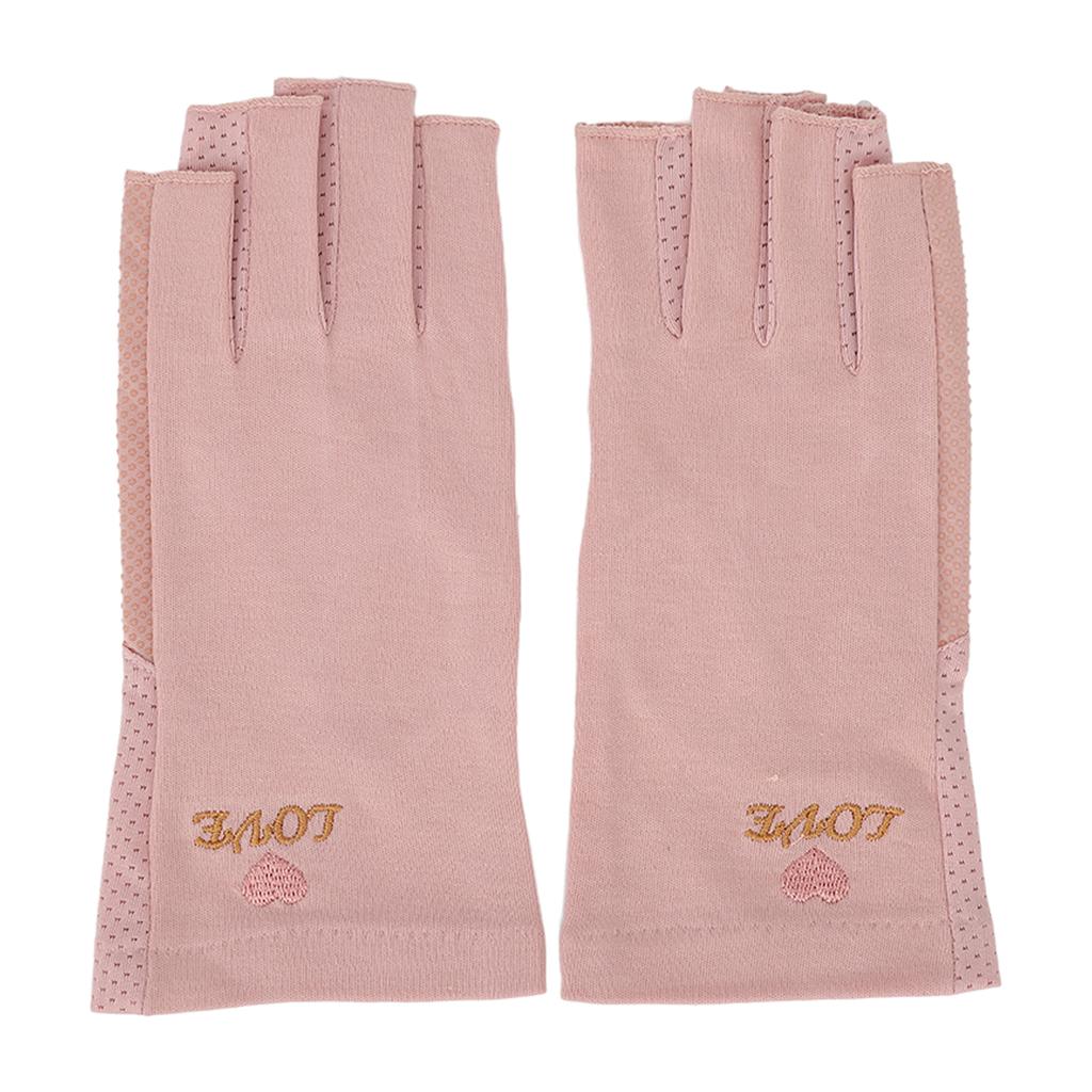 Manicure Gloves UV Protection Stretchy Breathable Fingerless Fiber Cotton Nail Lamp Gloves for Home