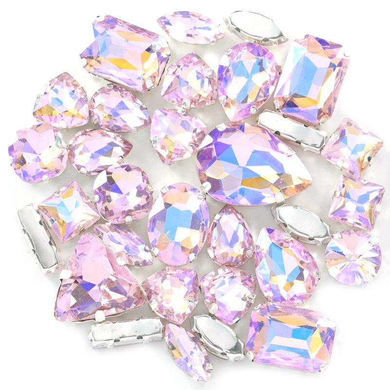 Смешанная дрель-лапка со стеклянным покрытием AB Crystal Швейная дрель Стразы Одинарная дрель DIY Ювелирные аксессуары Свадебные аксессуары для одежды