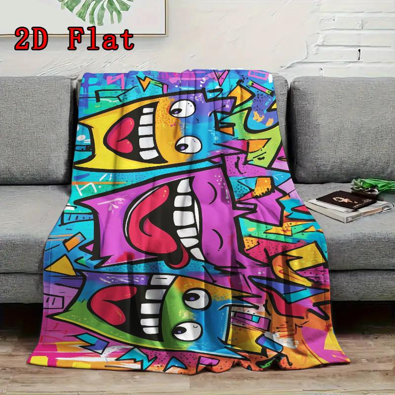 Fun Street Graffiti 2D Flat Pattern Flannel Blanket High quality All Seasons Warmth and Comfort Perfect for Christmas Gifts.MMT0918337