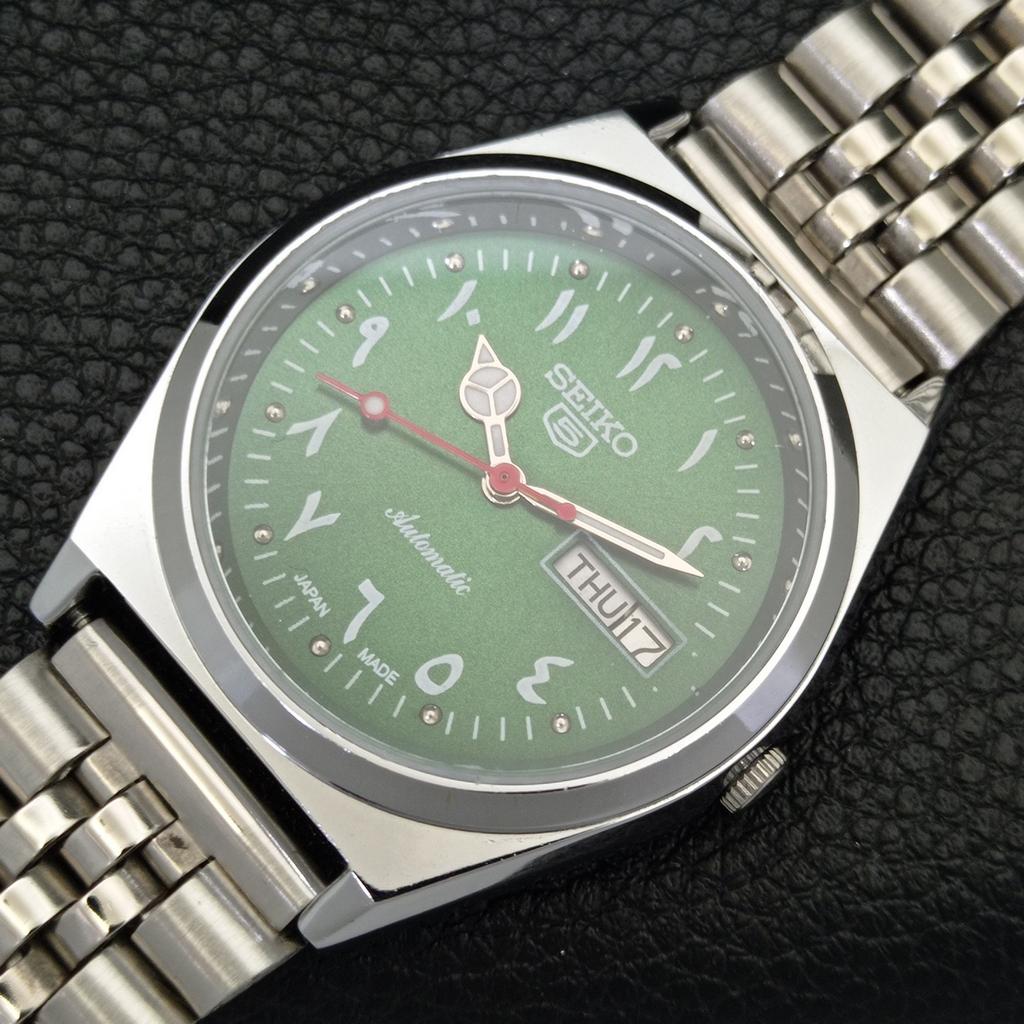 ВОССТАНОВЛЕННЫЕ МУЖСКИЕ ВИНТАЖНЫЕ ЧАСЫ SEIKO 5 AUTOMATIC 6309A ЯПОНИЯ ЗЕЛЕНЫЕ a441345-5