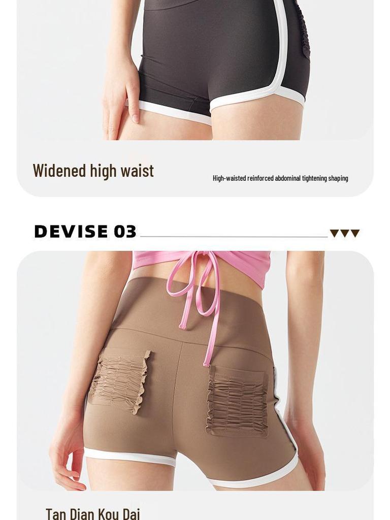 Летние женские шорты для йоги с цветовыми блоками, высокой талией и эффектом пуш-ап, с карманами, для бега, тенниса и фитнеса