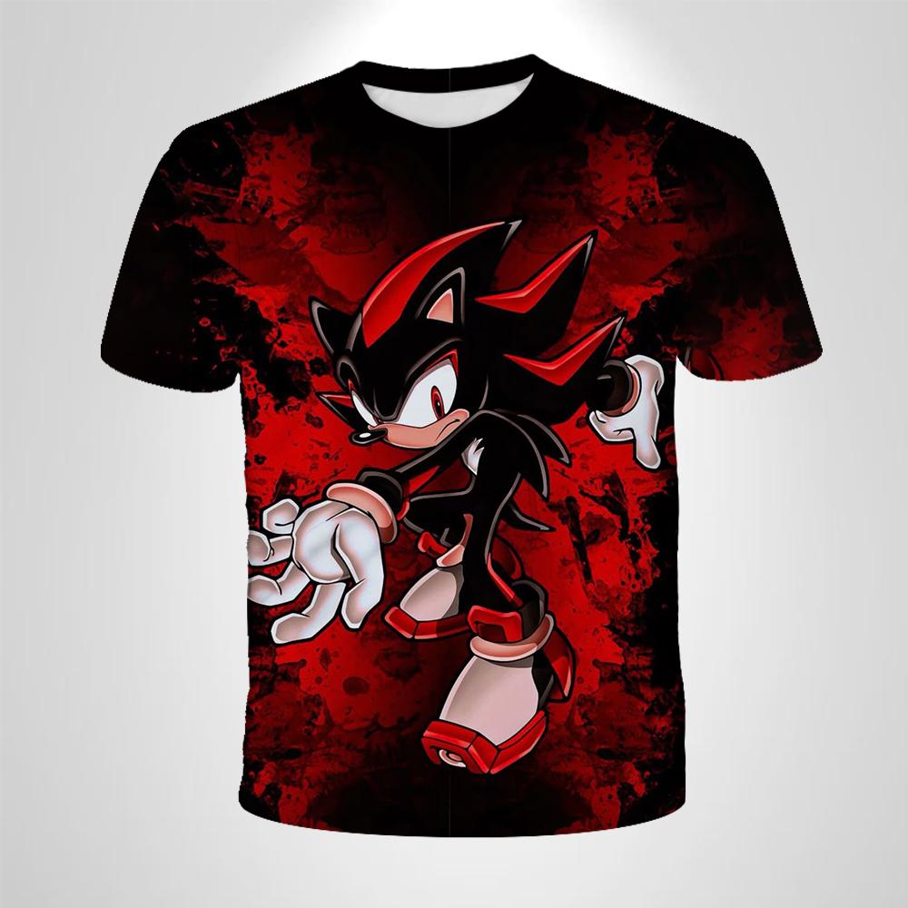 Детская футболка Детская одежда Аниме Соник Ёж Мальчики Футболка Девочки Мультяшная Игра Соник Мужская одежда Летние топы