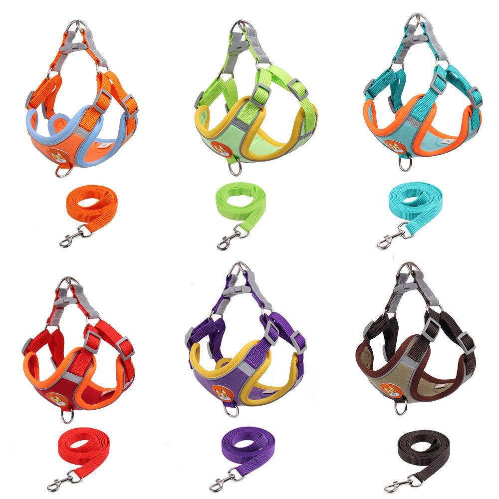 Dog Harness and Leash Set Cat Reflective Faux Suede Puppy Outdoor Pet Escape Proof Yorkie Soft Vest Walking Small Dog Harness