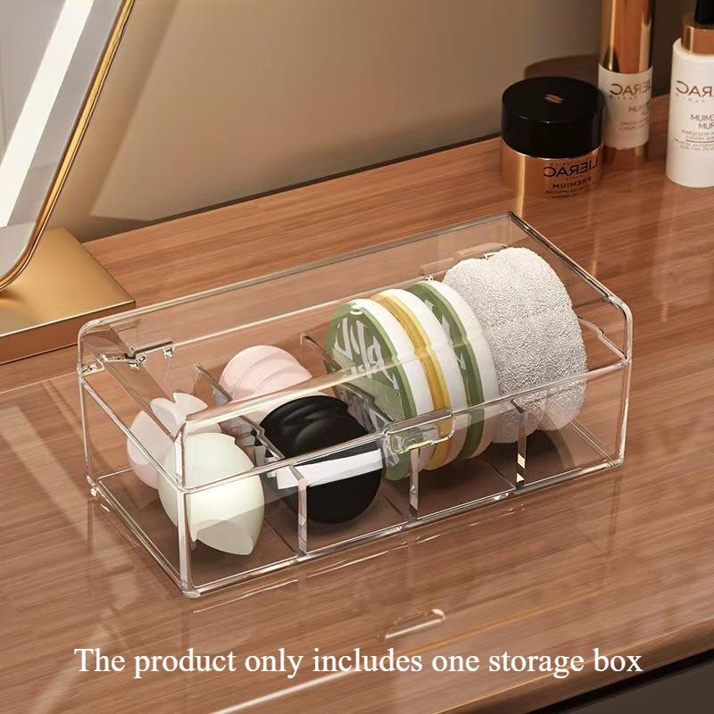Portable Vanity Cosmetic Storage Box with Lid, Transparent Durable Organizer for Lipstick Eyeshadow Makeup Brushes