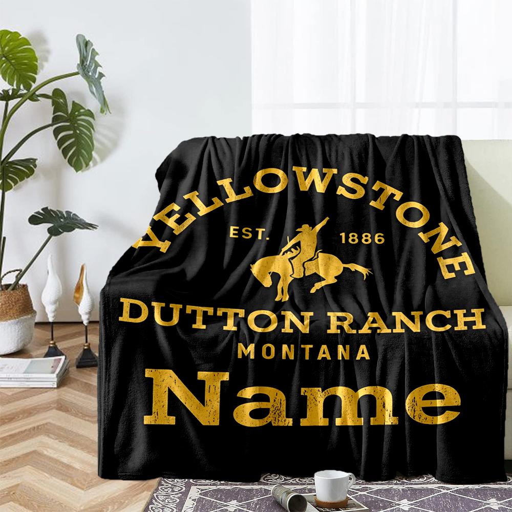 Custom Name Yellowstone Theme Printed Blanket - Perfect for Couch, Bed, Travel & Outdoor Use | Machine Washable, Cozy & Durable.