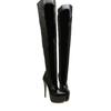 15CM Sexy Women Boots Platform Thin High Heel Thigh Boots Zipper Pointed Toe Lady Shoes Club Boots Winter Shoes