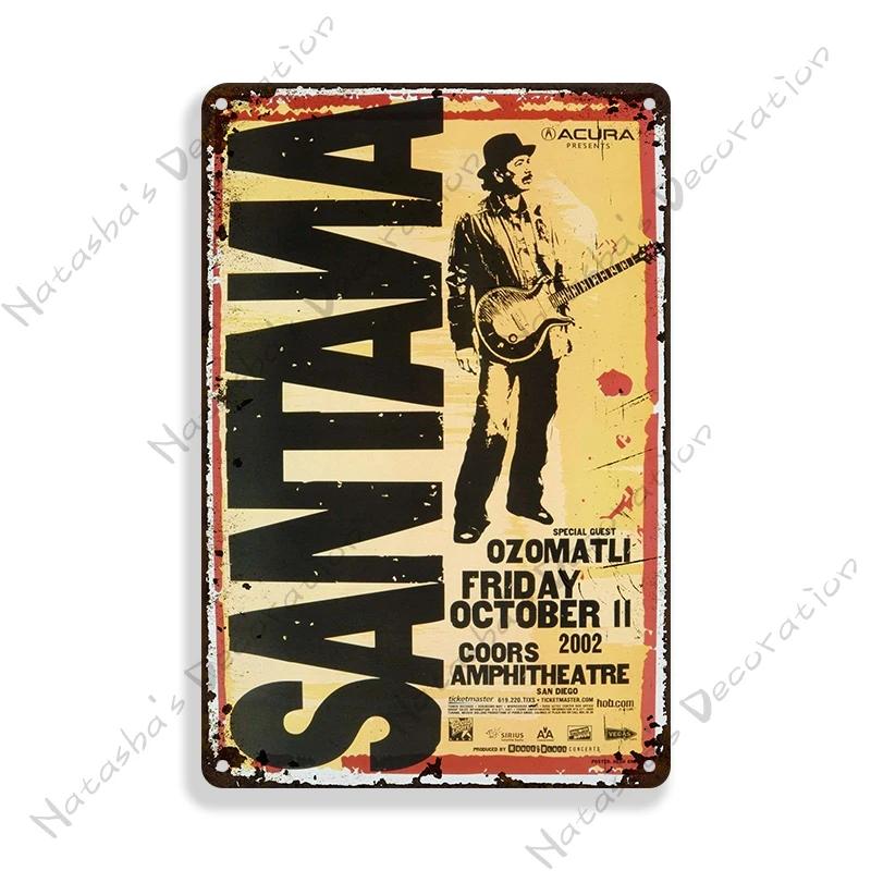 Rock Band Santana Decorative Plate Metal Poster Garage Club Metal Tin Sign Metal Plaque Wall Plate Man Cave Club Wall Decor