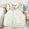 Осень и Зима Новый Пуховый Хлопковый Жилет Женский Короткий Повседневный Утолщенный Жилет с Капюшоном и Воротником-стойкой Верхний Жилет