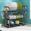 Multi-functional 3-Tier Dish Rack Kitchen Supplies Storage Rack Draining Rack with
