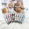 Gift Pen for Women Glitter Beadable Ballpoint Pen, Rhinestone Bow Beaded Handmade DIY Decorative Writing Bling Black Ink Pens Making, School