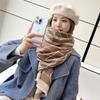 Winter Camellia Oblique Plaid Core-spun Yarn Jacquard Scarf Women's Versatile Cashmere Shawl Thickened Warm and Cold-proof Scarf