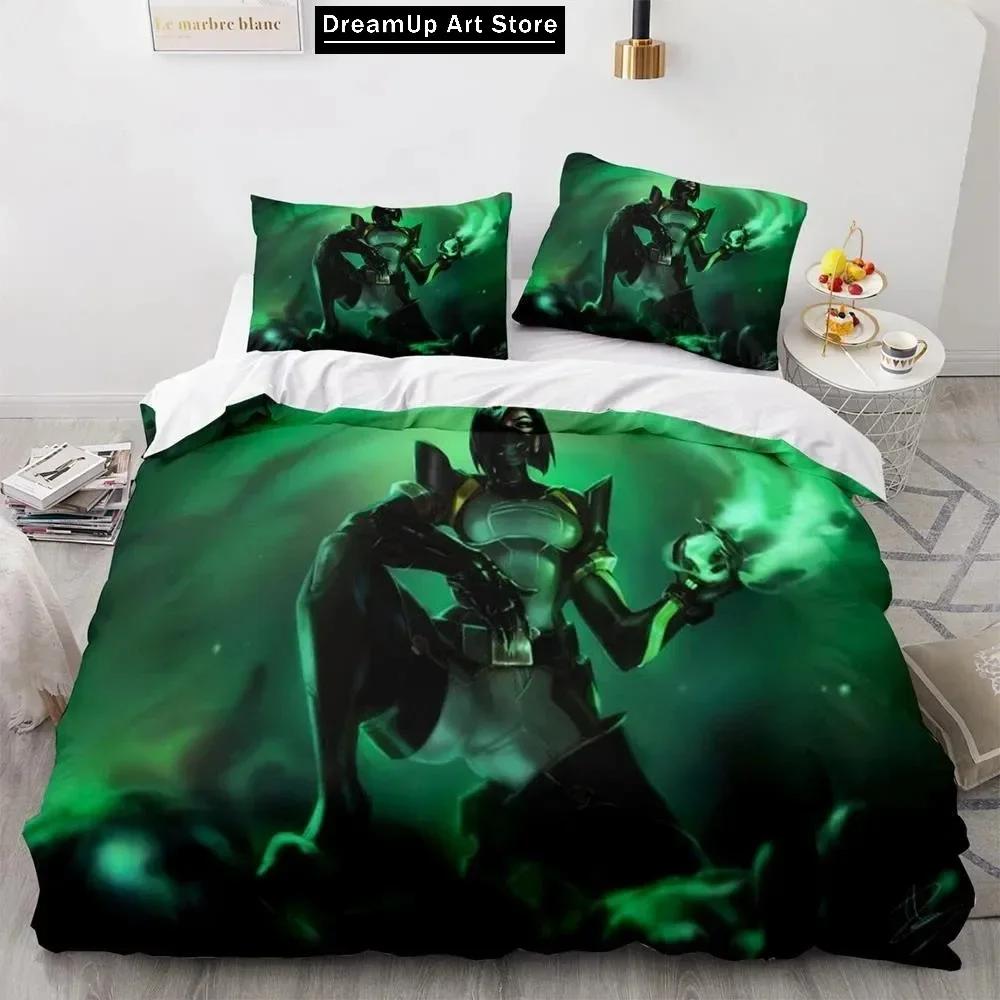 3D Print Fashion Game Valorant Neon Bedding Set Boys Girls Twin Queen Full Size Duvet Cover Pillowcase Bed Adult Bedroom