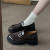Retro Explosion British Style Heightened Platform Small Leather Shoes Women's 2025 Autumn New French One-pedal Loafers