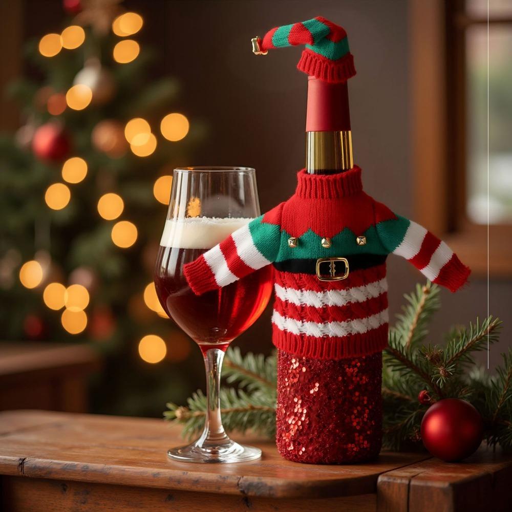 DIY Christmas Wine Bottle Cover Creative Wine Bottle Knitted Sweaters  Party Supplies