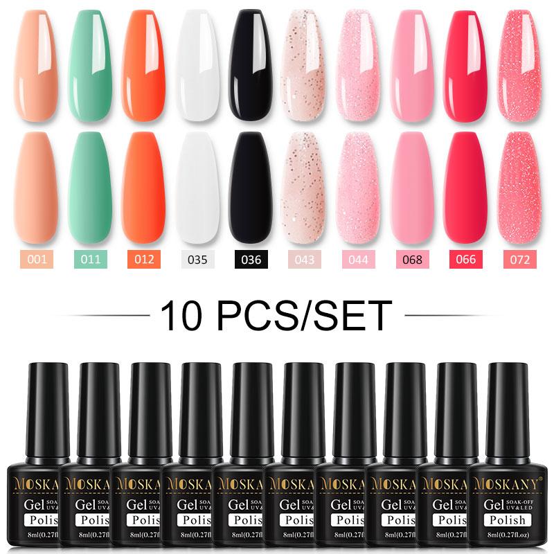 10/20/30 цветов, набор гель-лаков для ногтей, набор гель-лаков для замачивания, маникюр, полупостоянные гибридные лаки, основа и верхний дизайн ногтей