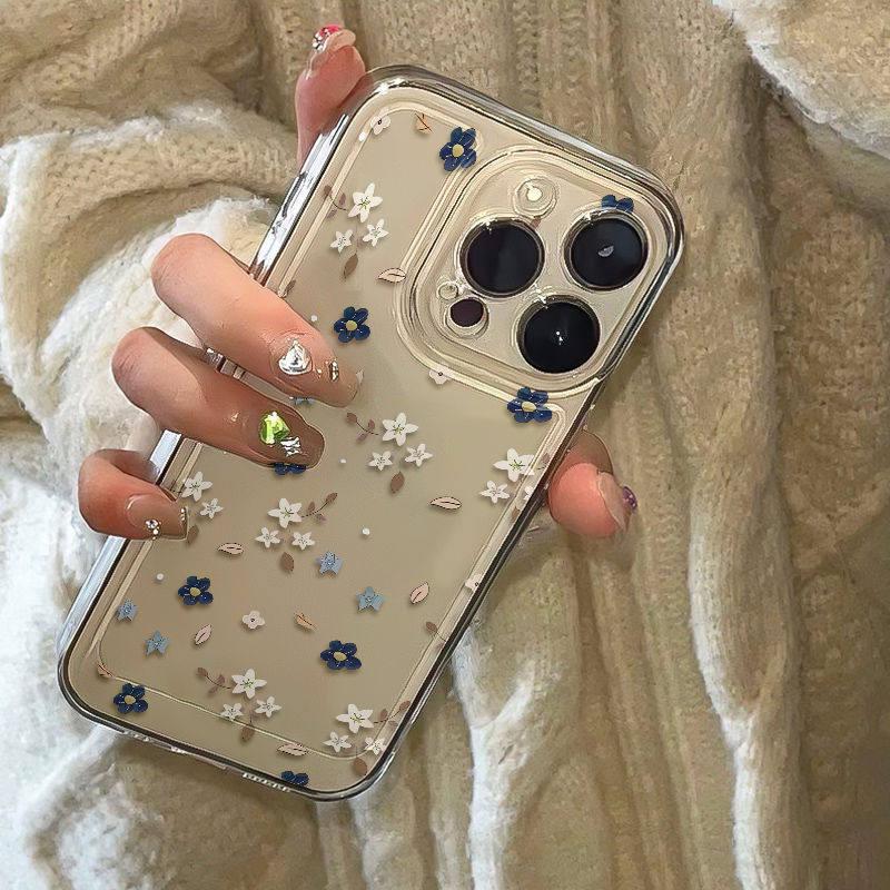 Белый Синий Цветочный Чехол для Телефона для iPhone, Huawei, VIVO, Xiaomi и OPPO