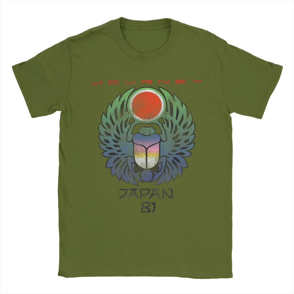 Journey Japan 1981 Жук-скарабей Музыкальные футболки Унисекс Забавные Хлопок 100% Футболка Круглый вырез Короткий рукав Одежда