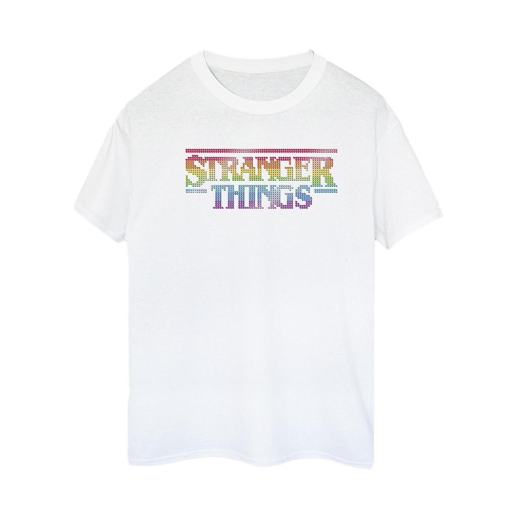 Netflix Женская/Дамская Хлопковая Футболка Бойфренда с Логотипом Stranger Things в Радужный Горошек