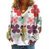 Womens Soft Knit Cardigan With 3D Digital Print Loose Fit Long Sleeve Open Front Sweater Casual Style