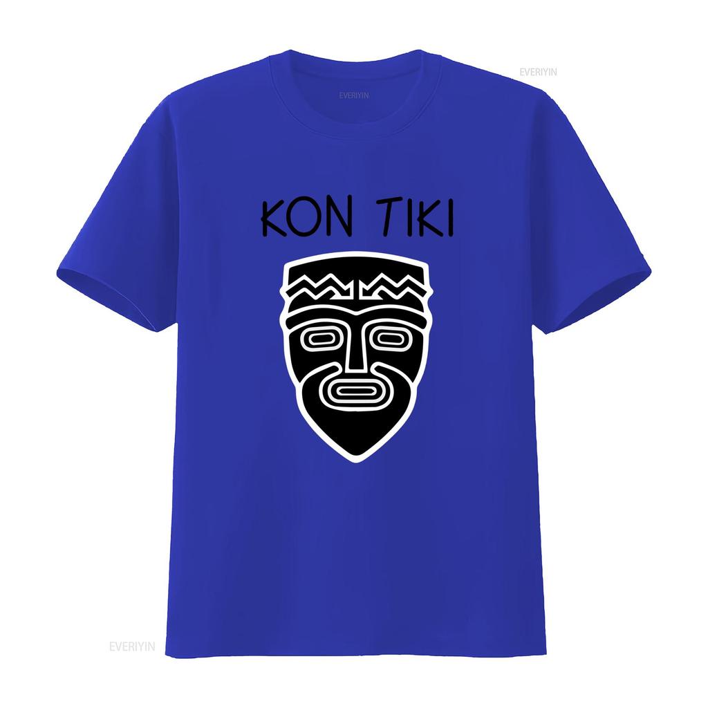 Kon Tiki Tribal Mask Design T Shirt Unique Art Print for Trendy Fashion vintage Washed Comfortable Slightly Unisex Stretched