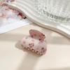 Acetate Material Hair Claw Clip Pink Floral Print Flower Barrette Clip  Women Girls